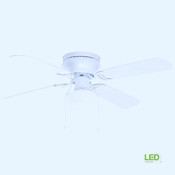 Littleton 42 in. LED Indoor White Ceiling Fan with Light Kit UB42S-WH-SH -  The Home Depot